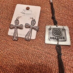 Anju handcrafted string bracelet with metal medallion “Imagine” , Cross …
